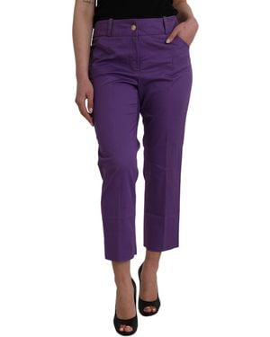 Bencivenga Cotton Midwaist Straight Cropped Pants - Purple