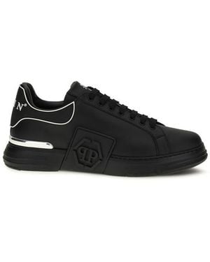 Philipp Plein Calf Leather Bos Taurus Low Top Sneakers - Black