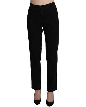Bencivenga High Waist Straight Casual Trouser Pant - Black