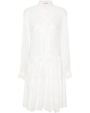 Ermanno Scervino Floral-Embroidery Mini Dress - White