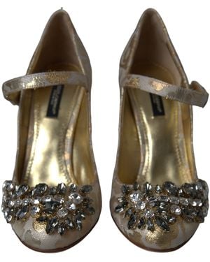 Dolce & Gabbana Jacquard Crystal Mary Janes Court Shoes Shoes 35+Lu+Pc - Green
