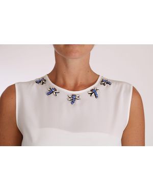 Dolce & Gabbana Silk Crystal Embellished Fly T-Shirt - Black