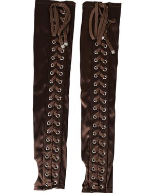 Dolce & Gabbana Acetate Lace Up Fingerless Gloves - Brown