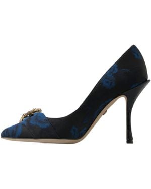 Dolce & Gabbana Floral Ayers Crystal Court Shoes Shoes Elastane - Blue