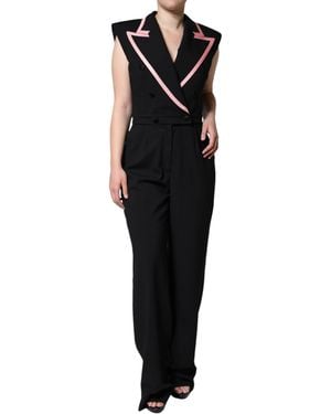 Dolce & Gabbana Wool Blend Sleeveless Jumpsuit Dress - Black