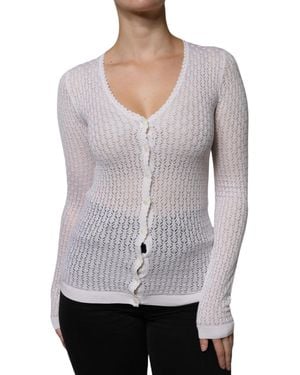 Dolce & Gabbana Silk Button Down Cardigan Jumper - Grey