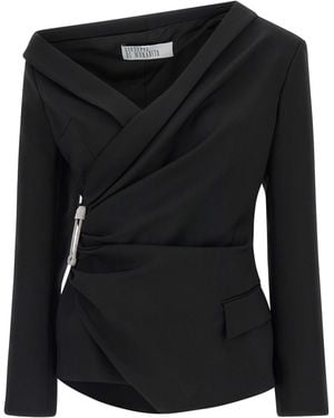 GIUSEPPE DI MORABITO Asymmetrical Blazer Virgin Wool Blazer, Suits - Black