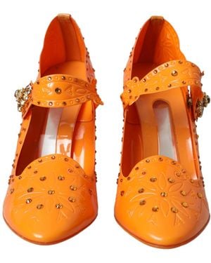 Dolce & Gabbana Cinderella Floral Crystal Court Shoes Shoes - Orange