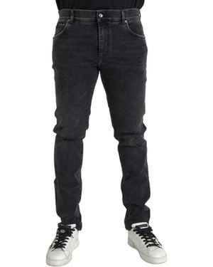 Dolce & Gabbana Cotton Stretch Skinny Denim Logo Jeans - Black