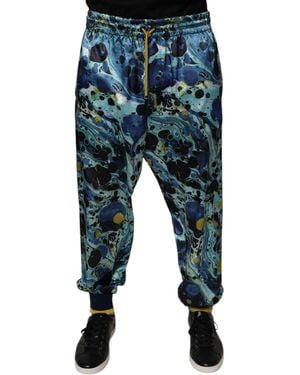 Dolce & Gabbana Abstract Marble Print Trousers - Blue