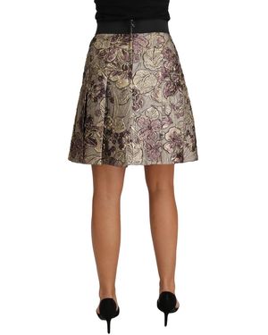 Dolce & Gabbana A-Line Mini Floral Print Jaquard Skirt - Black
