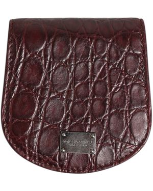 Dolce & Gabbana Burgundy Exotic Skin Coin Condom Case Holder Pocket Wallet - Purple