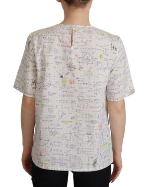 Dolce & Gabbana Cotton Algebra Print Short Sleeves Top - Grey