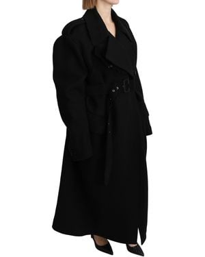 Dolce & Gabbana Virgin Wool Blazer Trenchcoat Jacket - Black