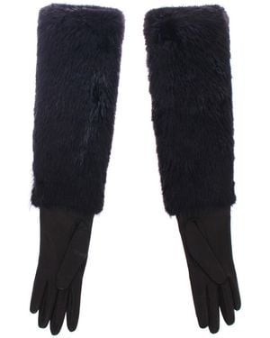 Dolce & Gabbana Beaver Fur Lambskin Leather Elbow Gloves - Blue