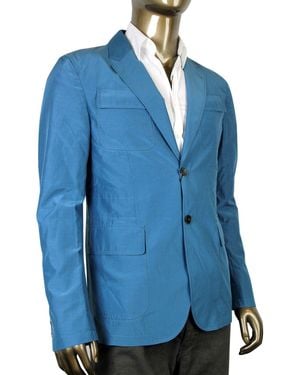 Gucci Light Blazer Cotton Silk Two Button Jacket (G 50 Us 40) - Blue