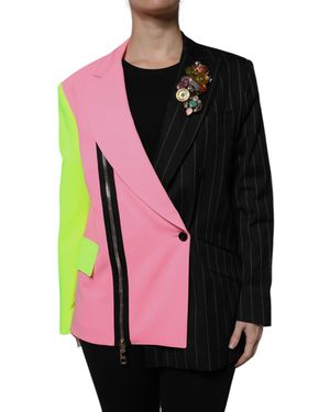 Dolce & Gabbana Patchwork Embellished Coat Jacket - Pink