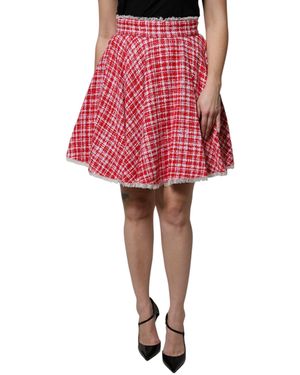 Dolce & Gabbana High Waist A-Line Above Knee Skirt - Red