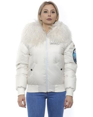 MR & MRS White Polyester Bomber Jacket