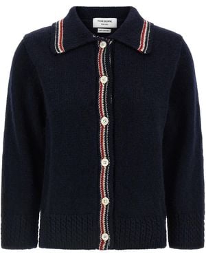 Thom Browne Wool Cardigan - Blue