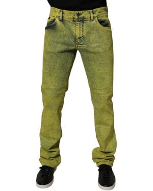 Dolce & Gabbana Straight Leg Acid Wash Jeans - Green