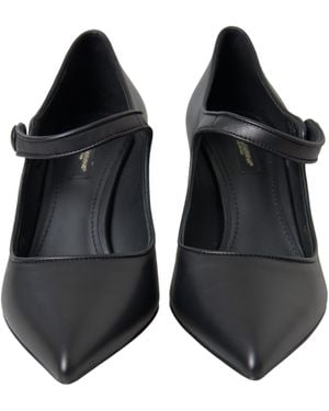 Dolce & Gabbana Leather Logo Heels Mary Janes Court Shoes Shoes - Black
