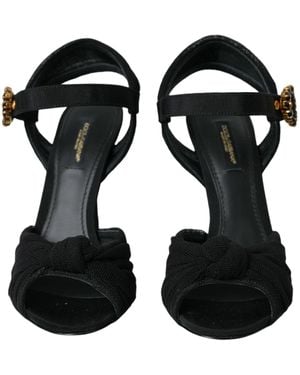 Dolce & Gabbana Suede Embellished Heels Sandals Shoes - Black