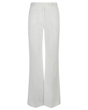 True Royal Linen Flared Pants - White