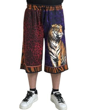 Dolce & Gabbana Tiger Print Bermuda Shorts - Blue