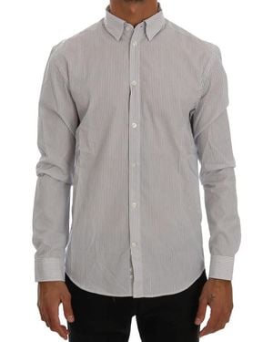 Frankie Morello Elegant & Striped Casual Shirt - Gray