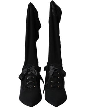 Dolce & Gabbana Stiletto Heels Mid Calf Boots Shoes - Black