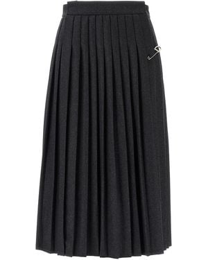 Prada Virgin Wool Midi Skirt - Black