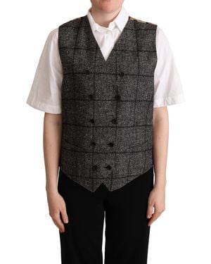 Dolce & Gabbana Dolce Gabbana Wool Leopard Print Waistcoat Vest - Black