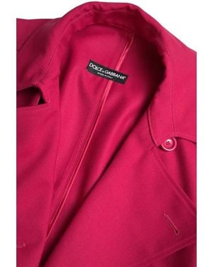 Dolce & Gabbana Dark Double Breasted Trench Coat Jacket Polyester Virgin Wool Clothing - Pink