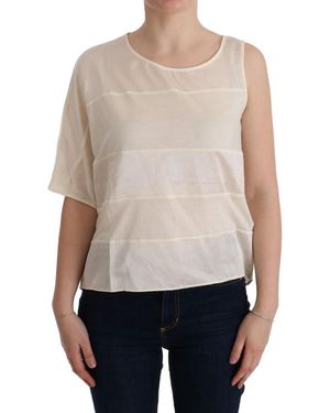 CoSTUME NATIONAL Beige Asymmetric Top Blouse - White