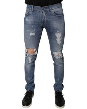 Dolce & Gabbana Slim Fit Ripped Jeans - Blue