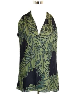 Gucci Silk Leaf Printed Halter Top - Green