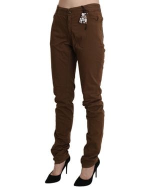 Ermanno Scervino Chic High Waist Skinny Cotton Trousers - Black