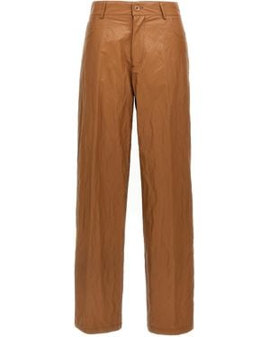 Nude Leather-Effect Pants - Brown