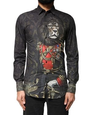 Dolce & Gabbana Royal Pet Portrait Dress Shirt - Black