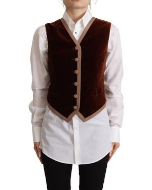 Dolce & Gabbana Elegant Bordeaux Velvet Sleeveles Top - Multicolour