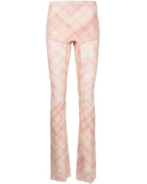 KNWLS Check-Print Semi-Sheer Pants - Pink