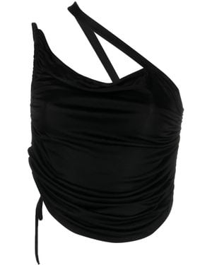 ANDREADAMO One-Shoulder Draped Top - Black