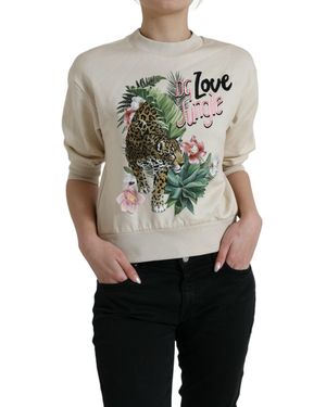 Dolce & Gabbana Jungle Printed Cotton Pullover Jumper - Natural