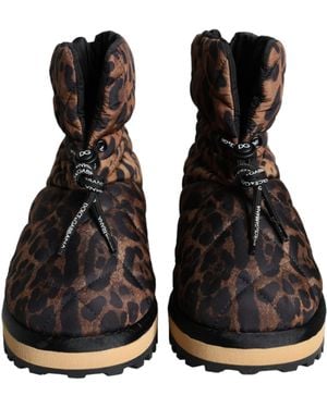Dolce & Gabbana Leopard Ankle Boots Padded Shoes - Black