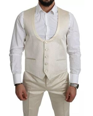 Dolce & Gabbana Wool Crème 3 Piece Sicilia Shawl Suit - Grey