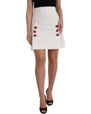 Dolce & Gabbana Floral Brocade Embellished Mini Skirt - White