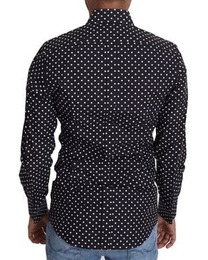 Dolce & Gabbana Elegant Polka Dot Long Sleeve Shirt - Blue
