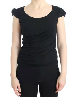 Roberto Cavalli Elegant Cap Sleeve Top - Black