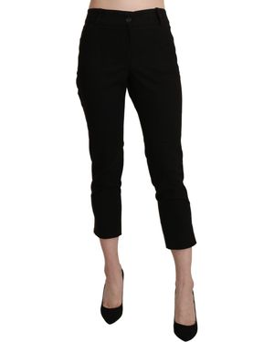 Bencivenga High Waist Skinny Cropped Dress Trouser Pants - Black